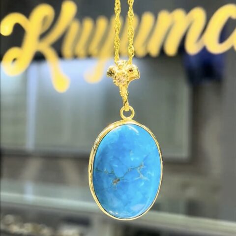 925 Ayar Gümüş Firuze Taşlı Yaşam Çiçeği Kolyesi