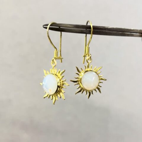 925 Ayar gümüş Ay Taşlı Güneş Küpe