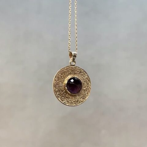 925 Ayar gümüş ametist taşlı sayı sekanslı kolye