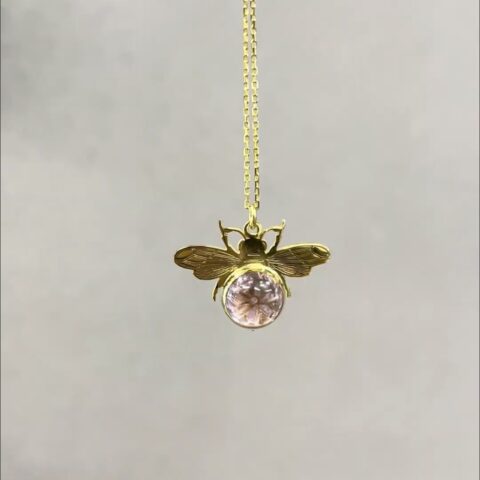 925 Ayar gümüş doğal pembe kuvars kolye