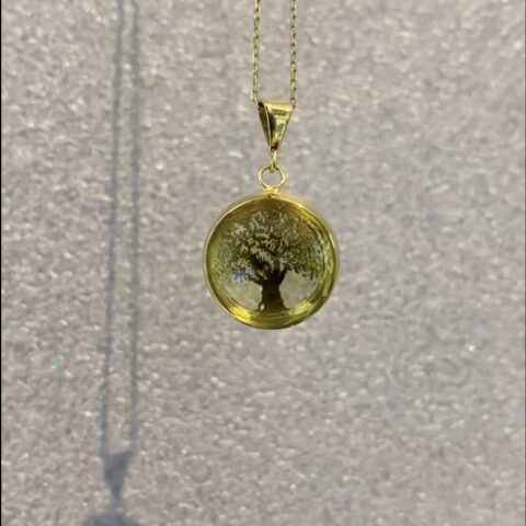 925 ayar doğal sitrin taşlı yaşam çiçeği tasarımlı kolye