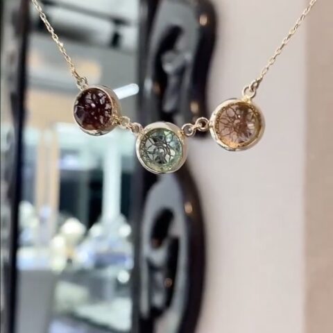 925 ayar gümüş 3 doğal taşlı yaşam çiçeği