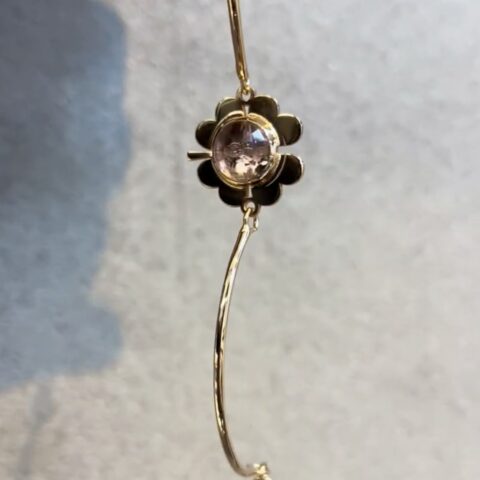 925 ayar gümüş pembe kuvars taşlı sayı sekanslı özel rose yonca bileklik