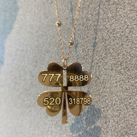 925 Ayar gümüş sayı sekanslı kişiyle özsl rose yonca kolye